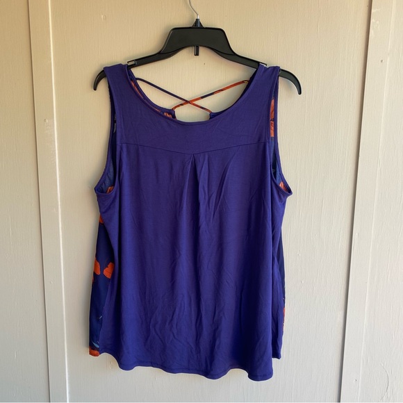 Orange and Blue  Tank Top with Criss-Cross Front Detail - Picture 6 of 8